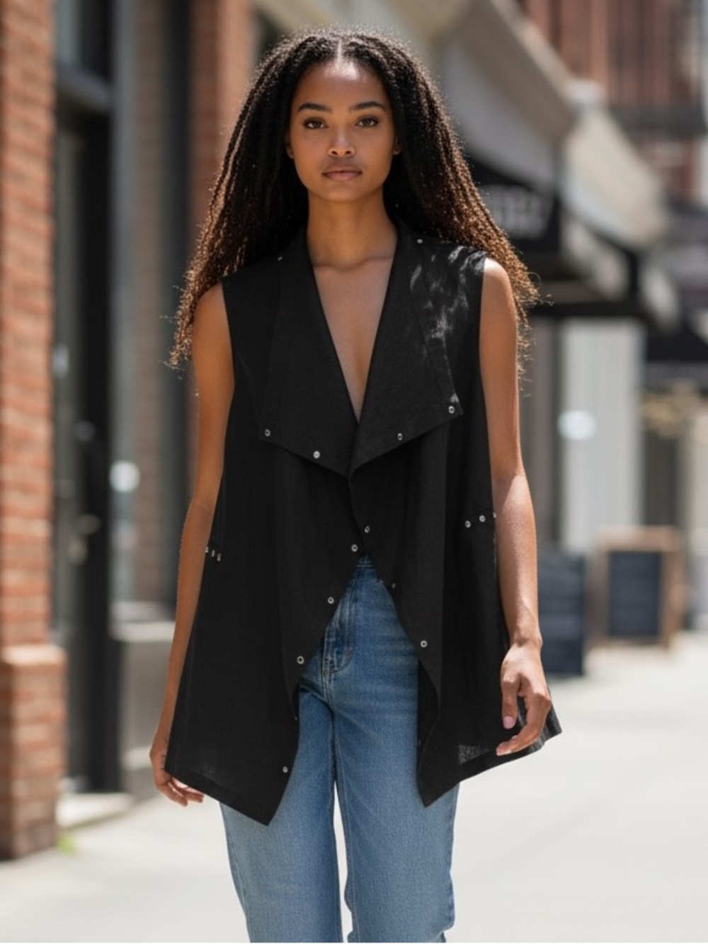 Ryan Roberts linen black vest